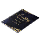 Marineblauw Waterverf Goud Confetti Bruiloft Plann Notitieboek (Linkerzijde)