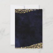 Marineblauw Waterverf & Goud Confetti Bruiloft RSV RSVP Kaartje (Achterkant)