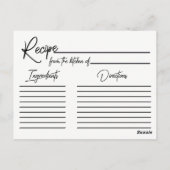 Marineblauw Waterverf & Gouden Bruid Recept Kaart (Achterkant)