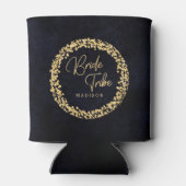 Marineblauw Waterverf & Gouden Bruiloft Bruid Trib Blikjeskoeler (Achterkant)