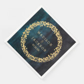 Marineblauw Waterverf & gouden Confetti bruiloft Servet (Hoek)