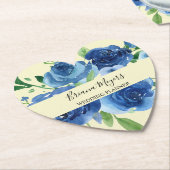 Marineblauw Waterverf Modern Floral Yellow Busines Kartonnen Onderzetters (Gekanteld)