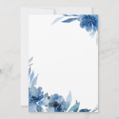 Marineblauw Waterverf Romantic Wedding Kaart (Achterkant)