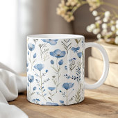 Marineblauw Waterverf Wildbloemen Poppy Koffiemok