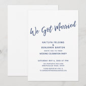 Marineblauw We Zijn Getrouwd Moderne ontvangst-all Kaart (Voorkant / Achterkant)