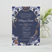 Marineblauw Western Charro rustieke Quinceanera Kaart (Staand voorkant)