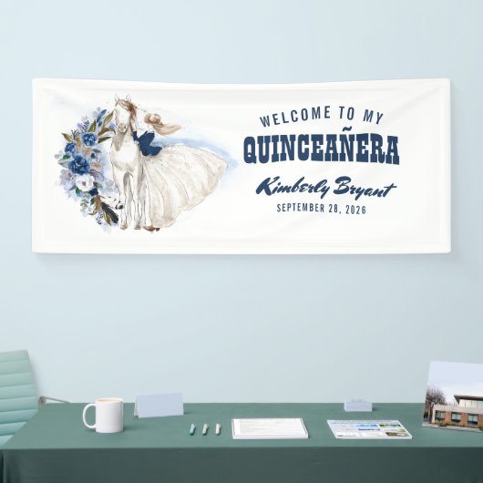 Marineblauw Western Quinceanera 15e geboortedag Spandoek (Beurs)
