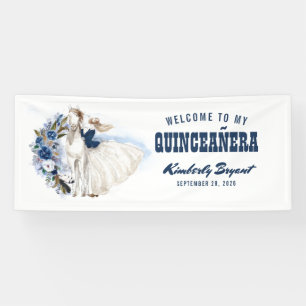 Marineblauw Western Quinceanera 15e geboortedag Spandoek