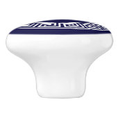 Marineblauw Wht Grieks Sleutel RND Lijst Initiaal  Keramische Knop (Zijkant)