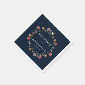 Marineblauw Wildbloemen Bruiloft servetten (Hoek)