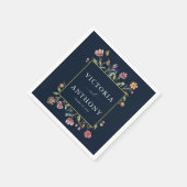 Marineblauw Wildbloemen Bruiloft servetten (Hoek)