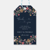 Marineblauw Wildflower Bruiloft Cadeau Labels Cadeaulabel (Voorkant)