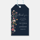 Marineblauw Wildflower Bruiloft Cadeau Labels Cadeaulabel (Voorkant)
