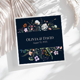 Marineblauw Wildflower Meadow Bruiloft Servetten