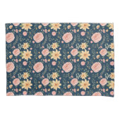 Marineblauw  Wildflower Roos Kussensloop (Voorkant)