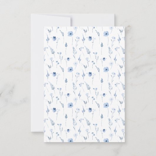 Marineblauw wildflower rustieke bruiloft RSVP kaar (Achterkant)