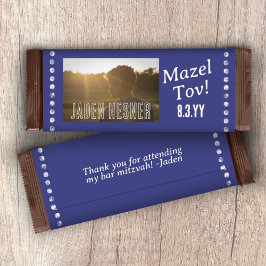 Marineblauw & Wit Bar Mitzvah Snoep Bar Wrapper Flyer