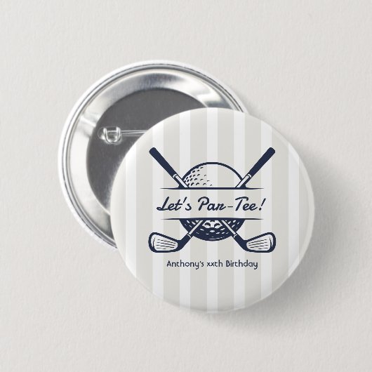 Marineblauw, Wit & Cloud Dancer Preppy Golf Feestj Ronde Button 5,7 Cm (Voorkant /achterkant)