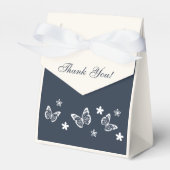 Marineblauw wit Daisy Butterfly Vrijgezellenfeest Bedankdoosjes (Voorkant Zijde)