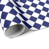 Marineblauw / wit diamantpatroon Eenvoudige mannel Cadeaupapier (Rol Hoek)