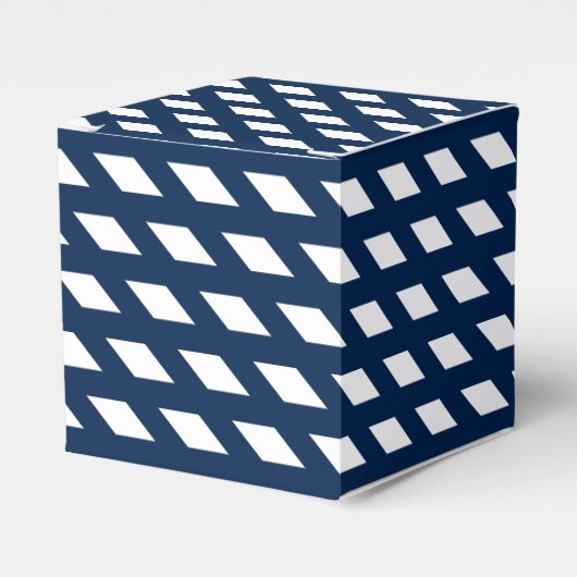 Marineblauw wit diamantpatroon geschenk bedankdoosjes (Voorkant Zijde)