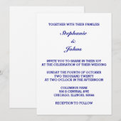 Marineblauw Wit Elegant Eenvoudig Minimaal Bruilof Kaart (Voorkant / Achterkant)