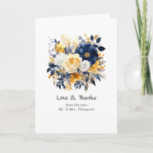 Marineblauw, Wit, en Gouden Bloemen Bruiloft