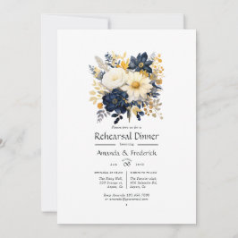 Marineblauw, Wit, en Gouden Bloemencenaat voor de  Kaart