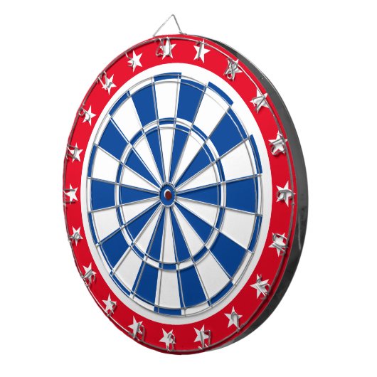 marineblauw, wit en rood dartbord (Voorkant Rechts)