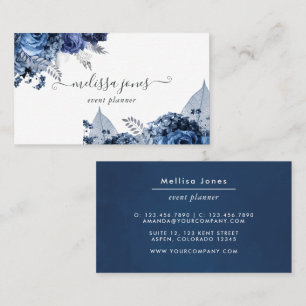Marineblauw, Wit en Zilver Visitekaartje