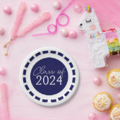 Marineblauw & Wit Filmstrip Klasse Jaar Afstuderen Papieren Bordje (Feest)