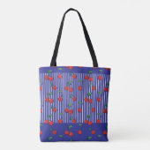 Marineblauw wit gestreepte zoete kers naam Tote Bag (Achterkant)