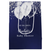 Marineblauw wit glitter ballonnen jongen Baby show Medium Cadeauzakje (Achterkant)