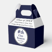 Marineblauw, Wit, High School Reunion Favor Boxen Bedankdoosjes (Achterkant)