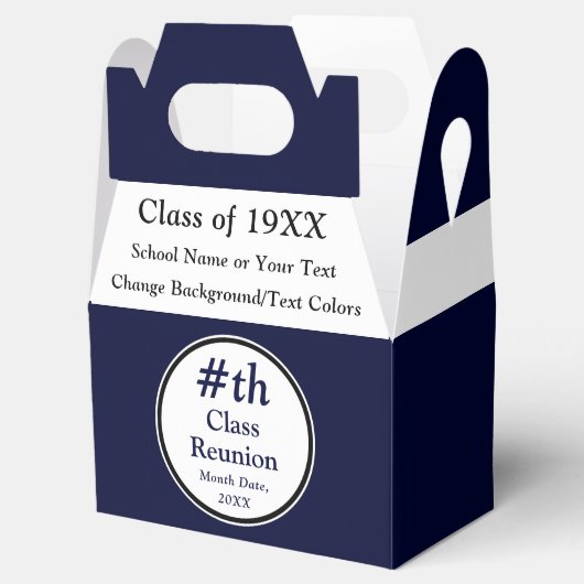 Marineblauw, Wit, High School Reunion Favor Boxen Bedankdoosjes (Geopend)