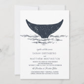 Marineblauw & Wit | Huwen Invitatiekaart met Walvi Kaart (Voorkant)