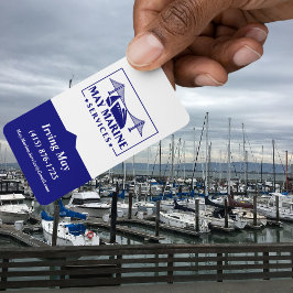 Marineblauw / Wit Marine Diensten Logo QR Code URL Visitekaartje