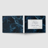 Marineblauw Wit Marmer Bruiloft Gastenboek (Volledig)