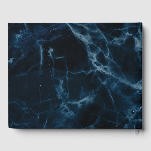 Marineblauw Wit Marmer Bruiloft Gastenboek (Achterkant)