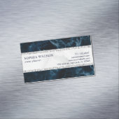 Marineblauw wit marmer Visitekaartje magneet (Voorbeeld)