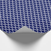 Marineblauw Wit Marokkaans Quatrefoil Patroon #2 Cadeaupapier (Hoek)