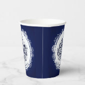 Marineblauw & Wit Minimaal Elegant Merry Chirtsmas Papieren Bekers (Rechts)