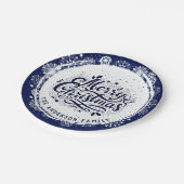 Marineblauw & Wit Minimaal Elegant Vrolijk Kerstfe Papieren Bordje (Gekanteld)