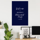 Marineblauw & Wit Minimalistisch Afscheidsfeest We Poster (Thuiskantoor)