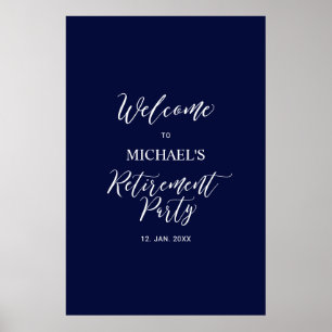 Marineblauw & Wit Minimalistisch Afscheidsfeest We Poster
