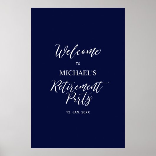 Marineblauw & Wit Minimalistisch Afscheidsfeest We Poster (Voorkant)