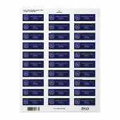 Marineblauw wit monogram krans retouradres etiket (Full Sheet)