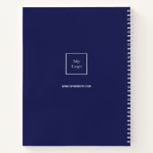 Marineblauw wit monogram naam bedrijfslogo notitieboek (Achterkant)
