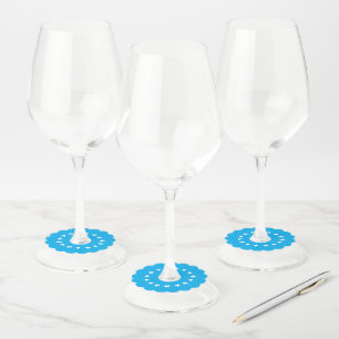 Marineblauw wit monogram naam minimalistisch schri wijnglaslabel