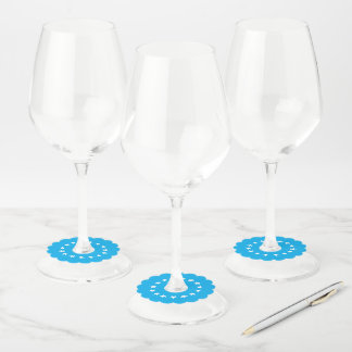 Marineblauw wit monogram naam minimalistisch schri wijnglaslabel